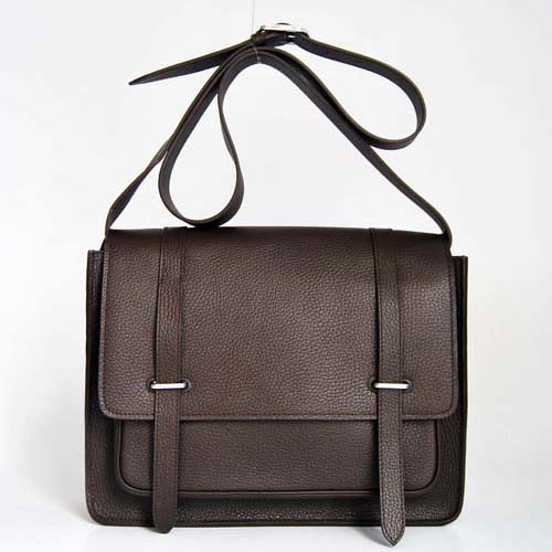 Hermes Steve Togo Leather Messenger Bag Dark Coffee 92112 On Sale